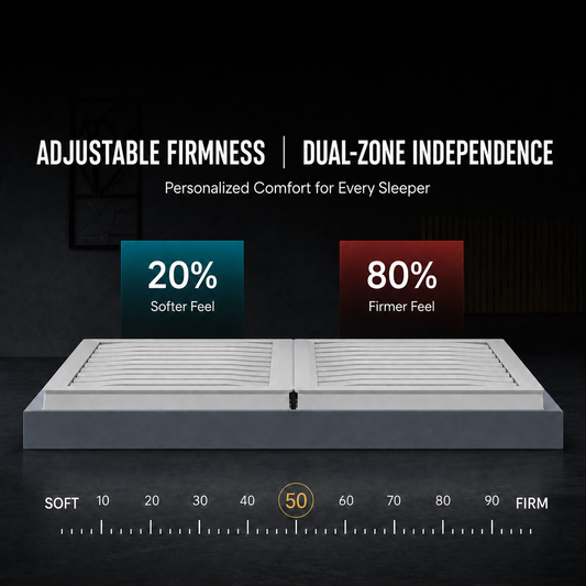 AiSlumberX Dual-Zone Adjustable Firmness Mattress for Personalized Comfort